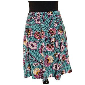 Loft Womens Floral Print A-Line Swing Skirt 100% Rayon Size 4